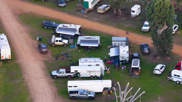 Aerial View of Caravan Park with Trailers and RVs