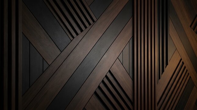 Abstract Intersecting Wood Slat Wall Panel Geometric Diagonal Timber Block Pattern Modern Luxury Interior Architectural Background