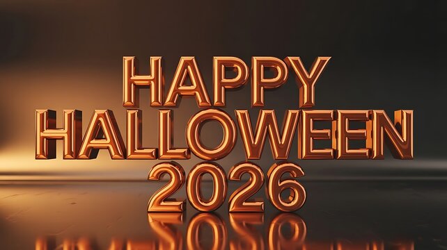 Glowing Halloween Greeting Text Design For Year 2026 Celebration