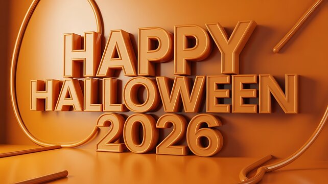 Golden Halloween Greeting Card Design For Year Two Thousand Twenty Six