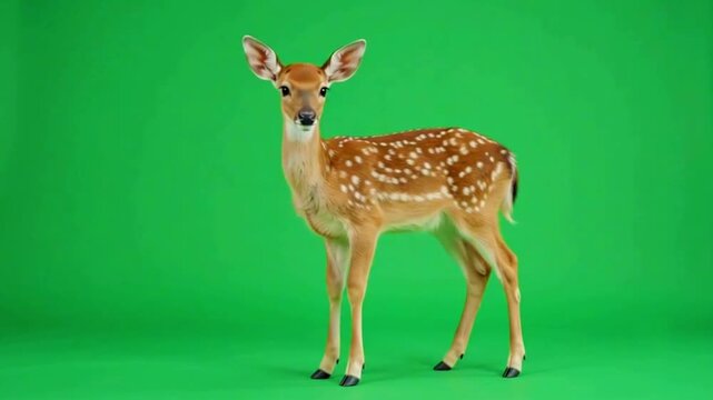 Realistic deer on green background.
