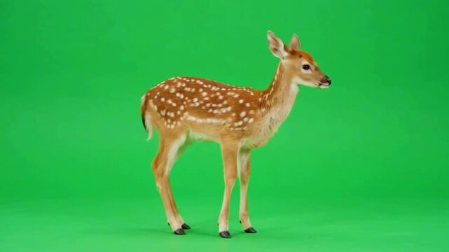 Realistic deer on green background.