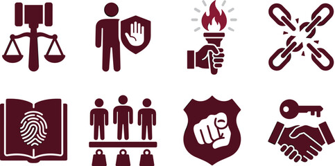 Law Justice and Human Freedom Vector Icon Set for Legal Protection Concepts © Arfaton