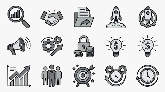 Business Icons Set for Productivity.