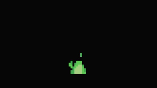 green flame idle in pixel art style with black screen background