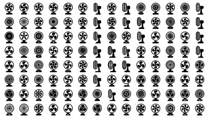 Fototapeta premium Mini Table Fan Vector Icons Flat Cooling Device Collection