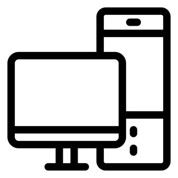 Desktop Computer PC Setup Line Icon