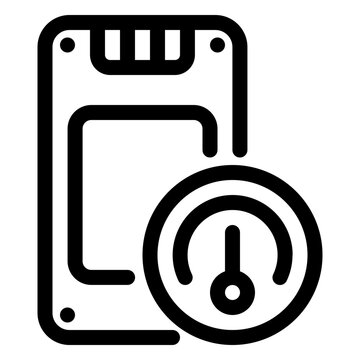 Fast SSD Storage Performance Line Icon