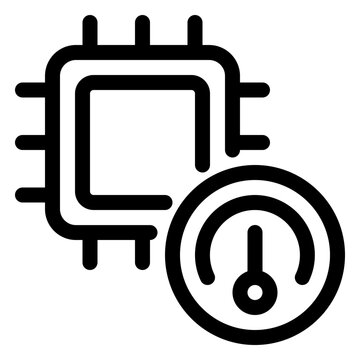 Computer Processor CPU Performance Line Icon