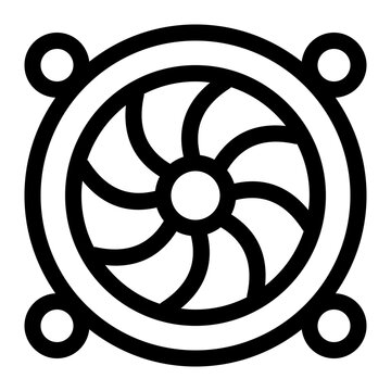 PC Case Cooling Fan Line Icon