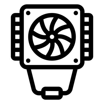 Processor CPU Cooling Fan Line Icon