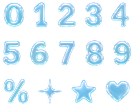 3d, number, 3d skyblue number