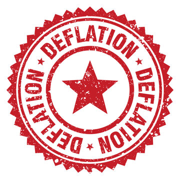 deflation red grunge round stamp. deflation stamp