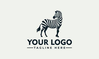 Obraz premium Zebra animal logo illustration with stripes for corporate identity and branding design