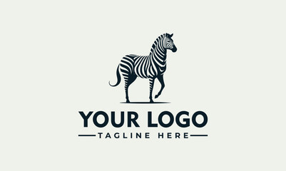Obraz premium Minimalist zebra animal vector logo design template with stripes for corporate branding and business identity