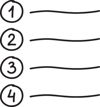 Numbered list with four distinct rows provides a clear structure for organizing tasks or priorities in a document.