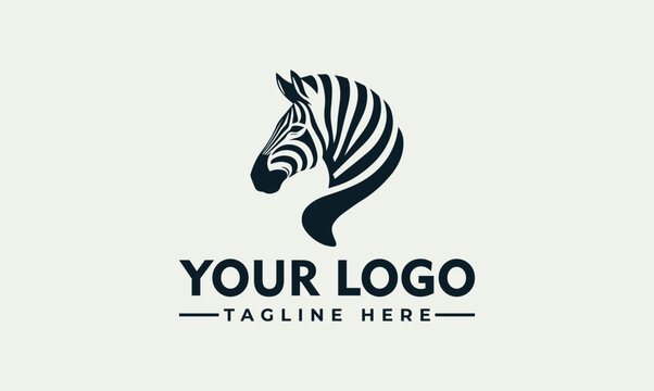 Zebra head logo template with elegant stripe pattern for business identity