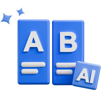 3D AI AB Testing Icon and Split Marketing Comparison