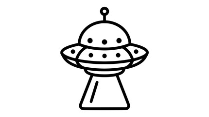 Retro flying saucer icon, simple outline UFO on white background © Muhammad