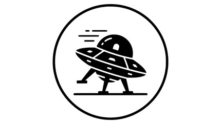 Flying Saucer Icon - Alien Spaceship UFO Silhouette in Circle © Muhammad