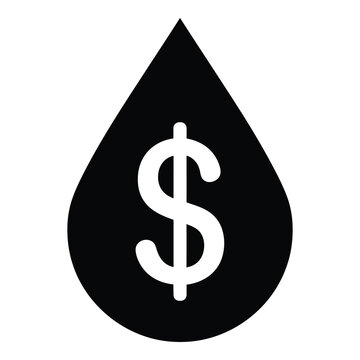 Dollar sign inside a black drop shape icon symbol