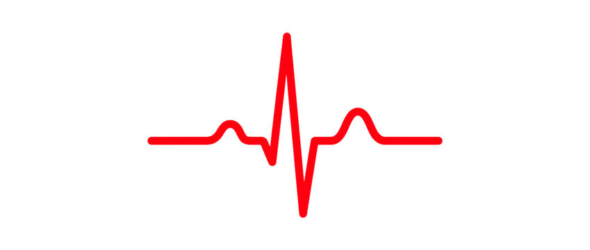 Red heart rhythm line on white background