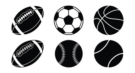 Fototapeta premium Sport balls silhouette collection on a white background