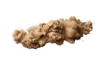 Obraz premium Brown dust cloud, desert sand or smoke blast moving, dynamic storm effect element on transparent background