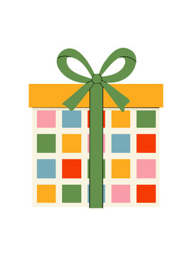 Colorful Gift Box with Geometric Square Pattern