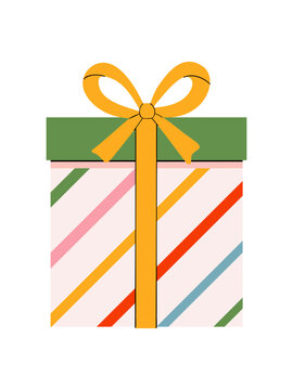 Gift Box with Colorful Diagonal Stripe Pattern