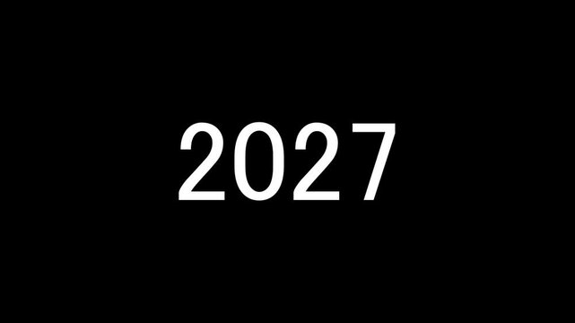 Modern 3D Echo Text Animation: Red and White Number Counter 2027 Typography Video Background