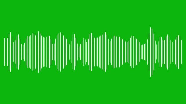 Colorful white sound bar on green Background with alpha channel, Musical waves equalizer element, Pulsating element of design for digital Studio animation. line audio wave visualisation.