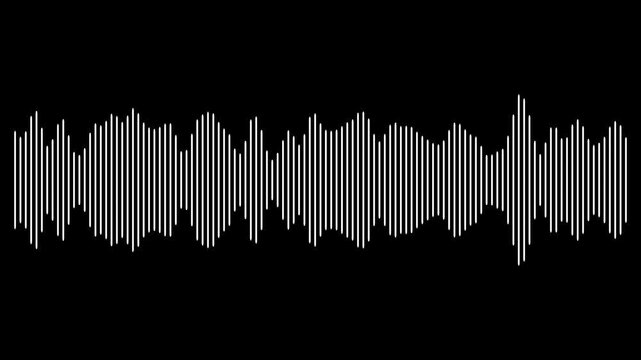 Colorful cyan sound bar on black Background with alpha channel, Musical waves equalizer element, Pulsating element of design for digital Studio animation. line audio wave visualisation.