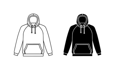 Hoodie vector template, black and white hooded sweatshirt, casual apparel design, fashion illustration © Emon
