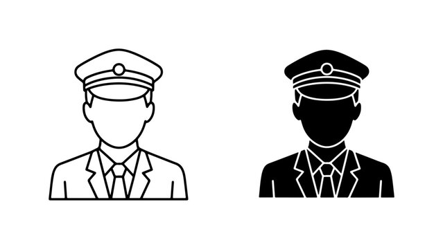 Chauffeur icon, professional driver avatar, elegant transportation service vector graphic