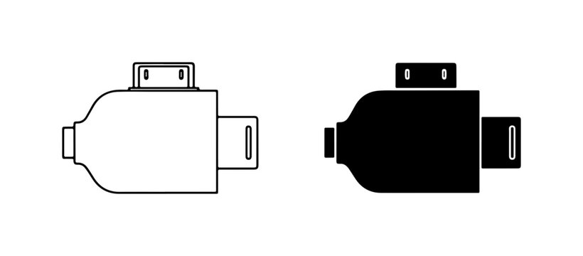 USB Adapter Icons, Micro USB to Lightning Connector, Technology Data Transfer
