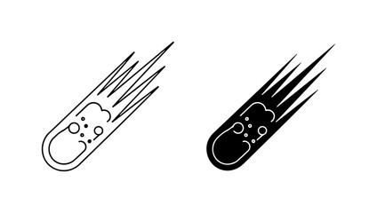 Meteorite Icons, Falling Space Rock Vector Graphics, Cosmic Event Symbols, Celestial Body Illustration © Ibrahim