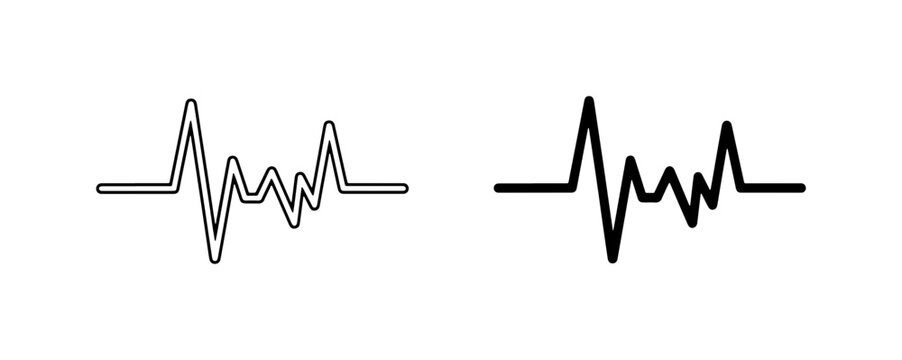 Heartbeat EKG Line Vector Icons, Medical Pulse Waveform Graphics, Cardiology Health Signal