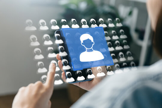 Selecting a digital personal profile on a smartphone.