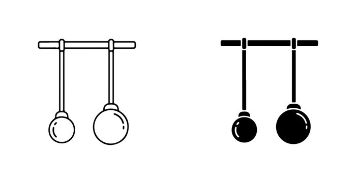 Physics Pendulum Icons, Newton's Cradle Vector Art, Science Experiment Symbols, Simple Line Drawings