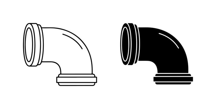 Plumbing Elbow Pipe Fittings, Water System Connector Icon, Industrial Connection Vector