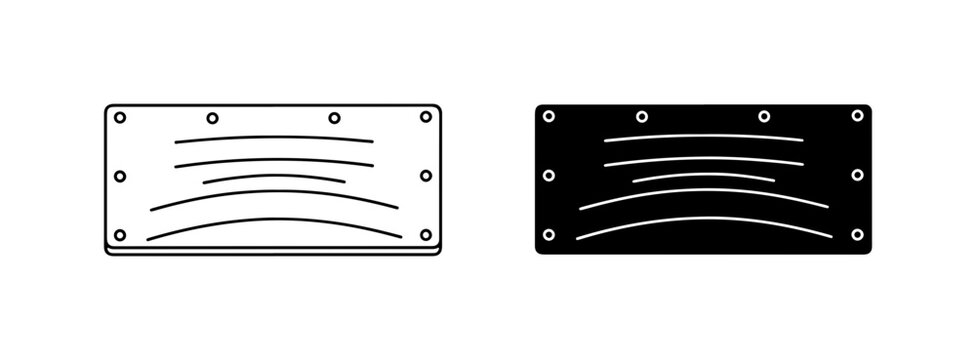 Ventilation Grille Icons, HVAC Louver Symbols, Air Vent Graphics, Black and White Design Elements