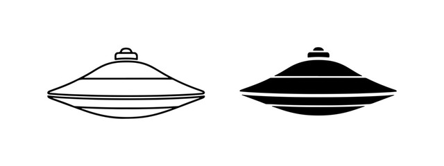 Flying Saucer Icons, UFO Vector Graphics, Alien Spaceship Symbols, Retro Sci-Fi Art, Space Exploration © Sourov