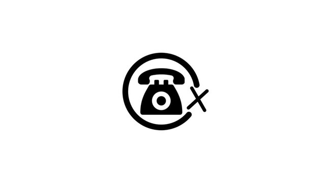 Animated telephone icon with cross sign signifying connection failure or blocked status.