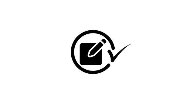 A circular progress bar with a small dot at its center transforms into a completed task icon.