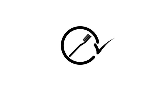 Circle outline forms a toothbrush symbol indicating oral hygiene and dental care check.