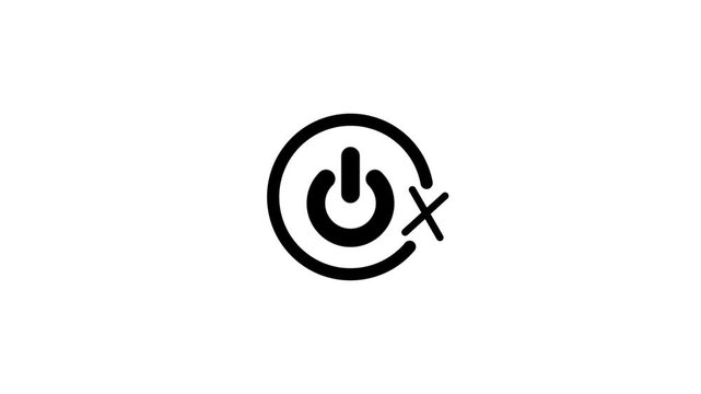 Power off symbol motion graphic animation, showing energy saving and shutting down concept.