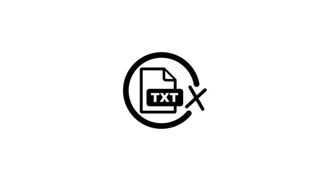 Minimalist text file error animation with circular loading bar and black icon on white b.