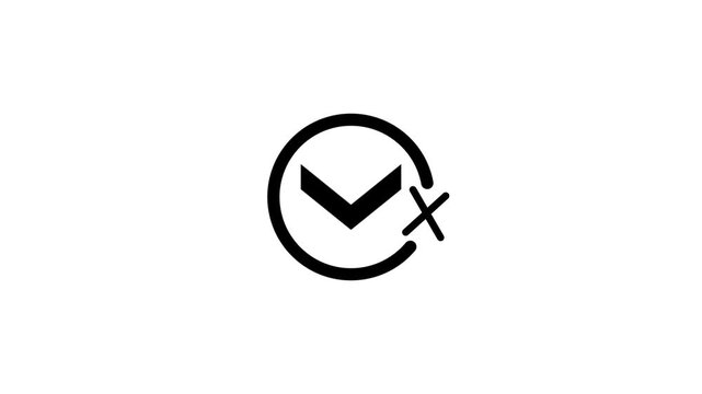 Minimalist black and white motion graphics icon animation showing time limit and rejection.