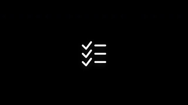 Premium checklist line icon animation with smooth reveal and seamless loop. Ideal for task management, productivity, planning, organization, and business projects.
